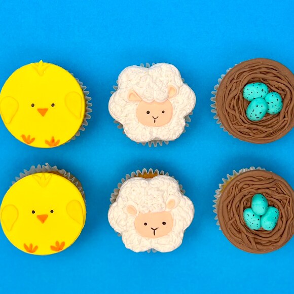 Easter Cupcake Toppers with Satin Ice